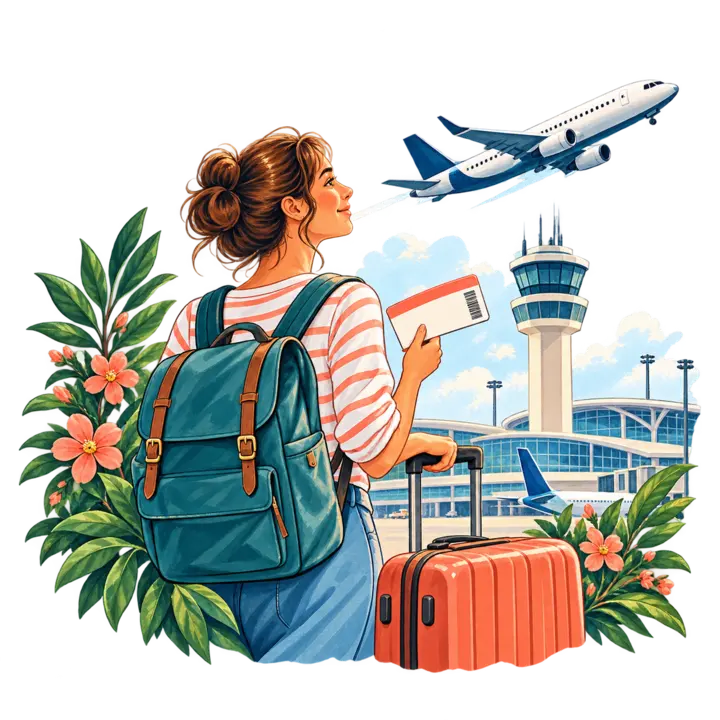 Voyageuse à l’aéroport regardant son avion partir
