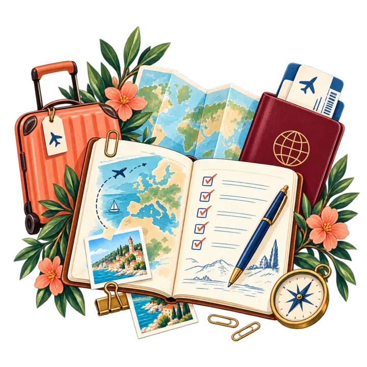 Carnet, carte et checklist pour préparer ses démarches