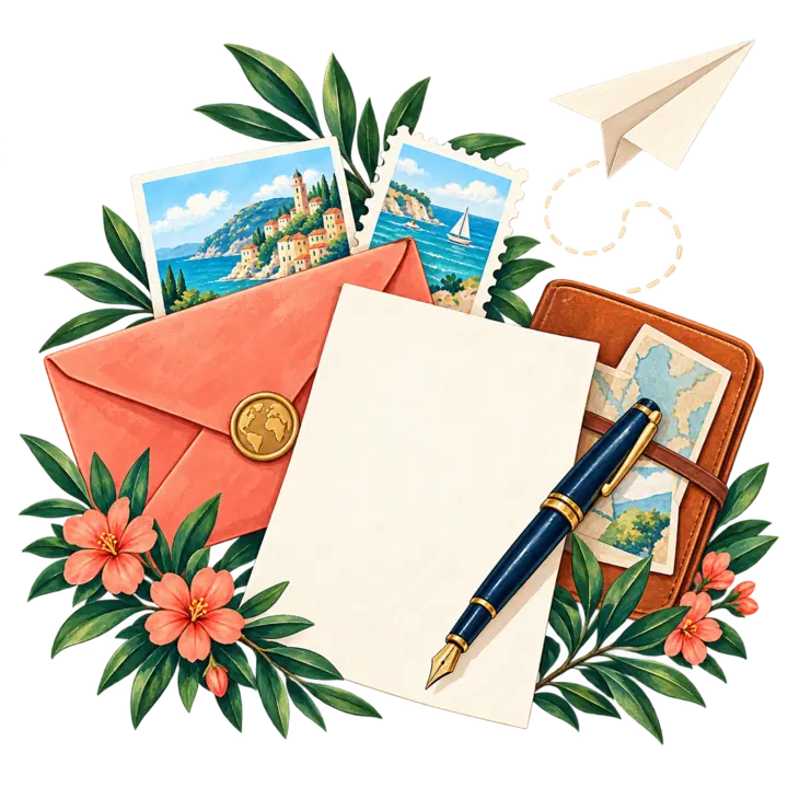 Lettre, enveloppe et stylo pour écrire une demande